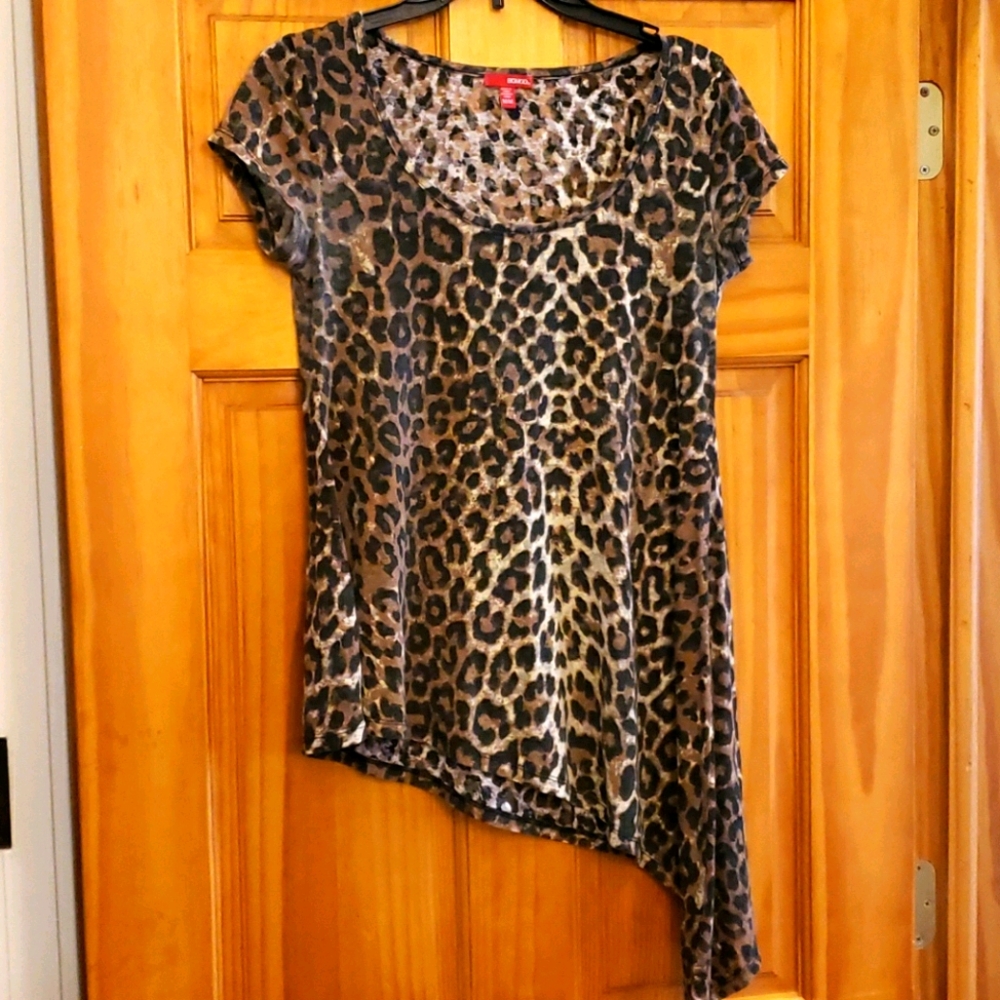 Bongo Asymmetrical Leopard Print Top